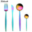 LEKOCH 8 Pieces Luxury Cutlery 18/8 Stainless Steel Matte Finish Rainbow Flatware Including Fork Knife Spoons Set for 2 Person