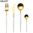 LEKOCH® 4 Pieces Classical Series Gold&White Cutlery - lekochshop