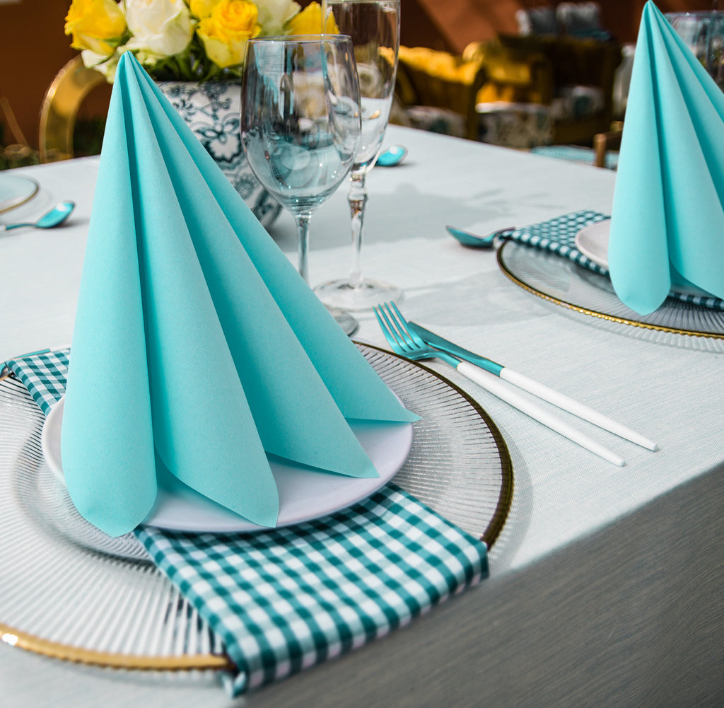 LEKOCH 50 PCS Blue Luxury Large Disposable Paper Napkins, Linen Feel Party Decorative NapkinsWedding Napkins 40*40