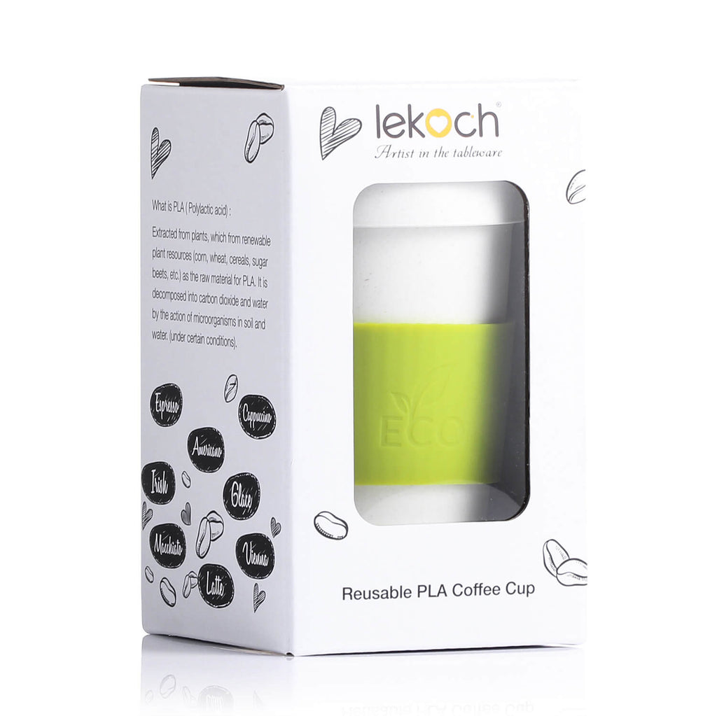 Lekoch Biodegradable Coffee Cups Eco Friendly Plant-based PLA Coffee Mugs Reusable