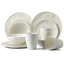 LEKOCH 16 Pieces Wave Series White Bamboo Dinnerware Set Biodegradable & Eco Friendly Plates Set