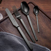 LEKOCH® 8 Pieces Stainless Steel Mirror Polished Cutlery Black Silverware Set Service for 2 Person