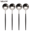 LEKOCH® 4 Pieces Classical Series Silver And Black Dinner Spoon