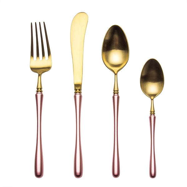 LEKOCH® 4 Pieces Luxurious Series Gold With Pink Cutlery - lekochshop