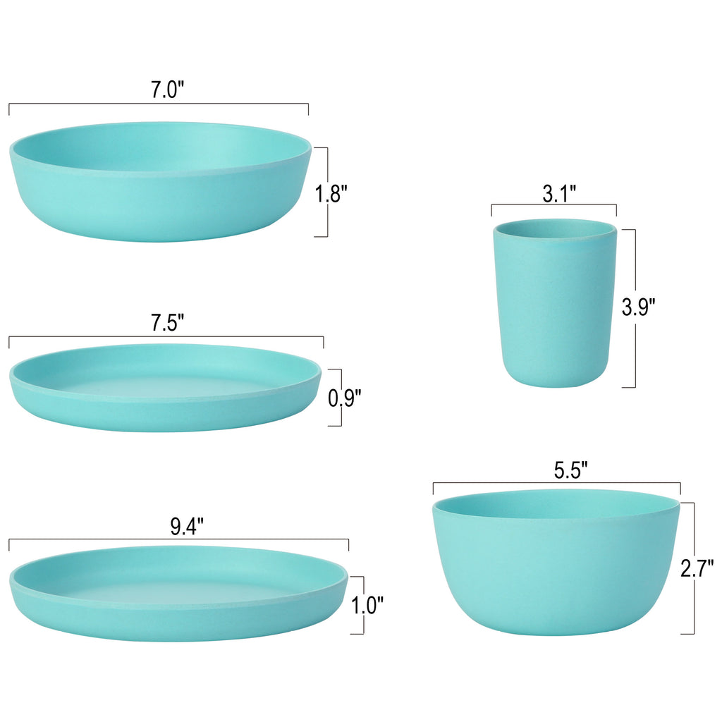 LEKOCH® Blue Eco Friendly Bamboo Fiber Dinnerware 10pcs/ 2sets - lekochshop