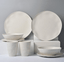 LEKOCH 8 Pieces Wave Series White Bamboo Dinnerware Set Biodegradable & Eco Friendly Plates Set