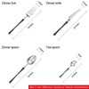 LEKOCH® 4 Pieces Azure Dragon Matte Silver With Black Cutlery Set - lekochshop