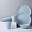 LEKOCH 8 Pieces Wave Series Blue Bamboo Dinnerware Set Biodegradable & Eco Friendly Plates Set