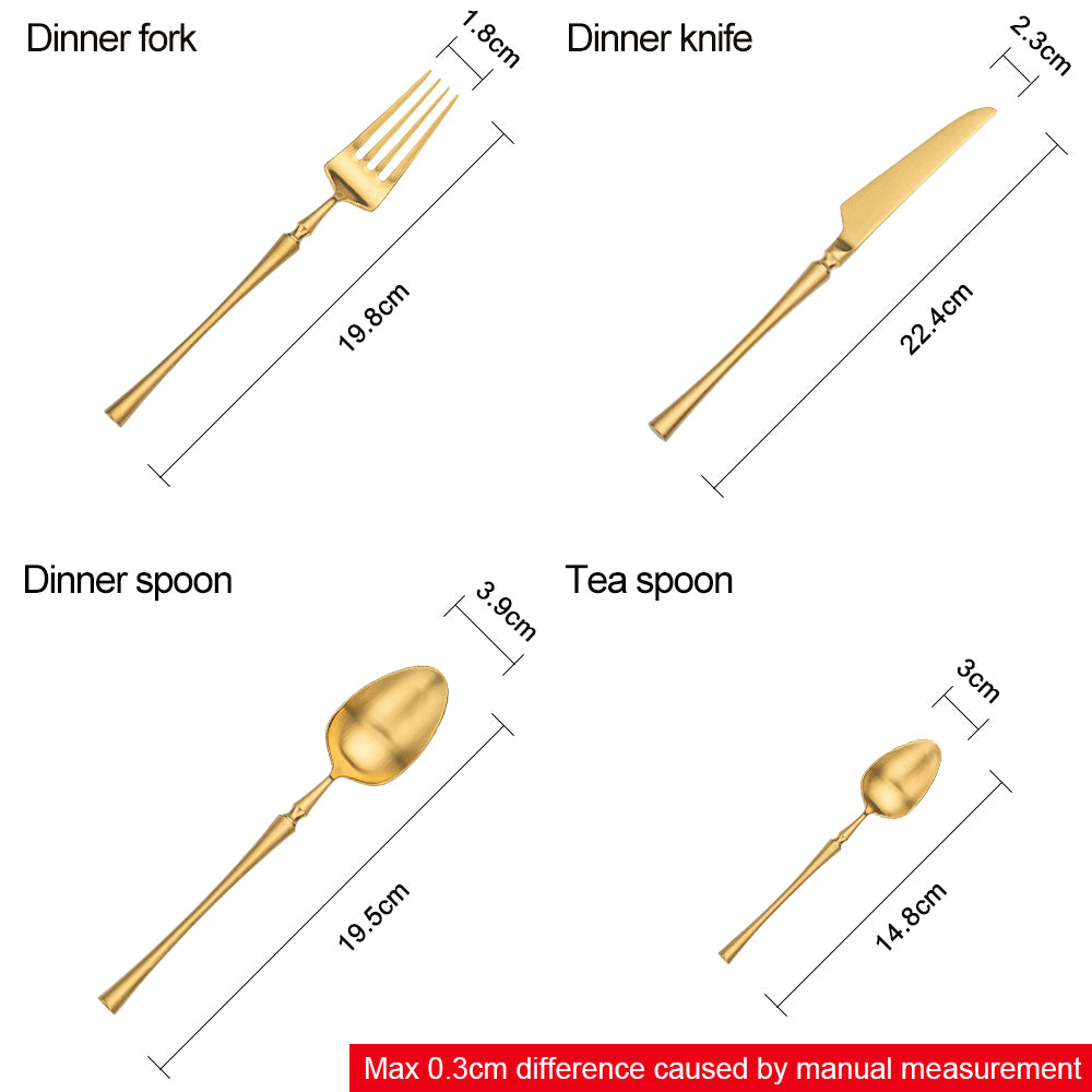 LEKOCH® 4 Pieces Azure Dragon Matte Gold Cutlery Set - lekochshop