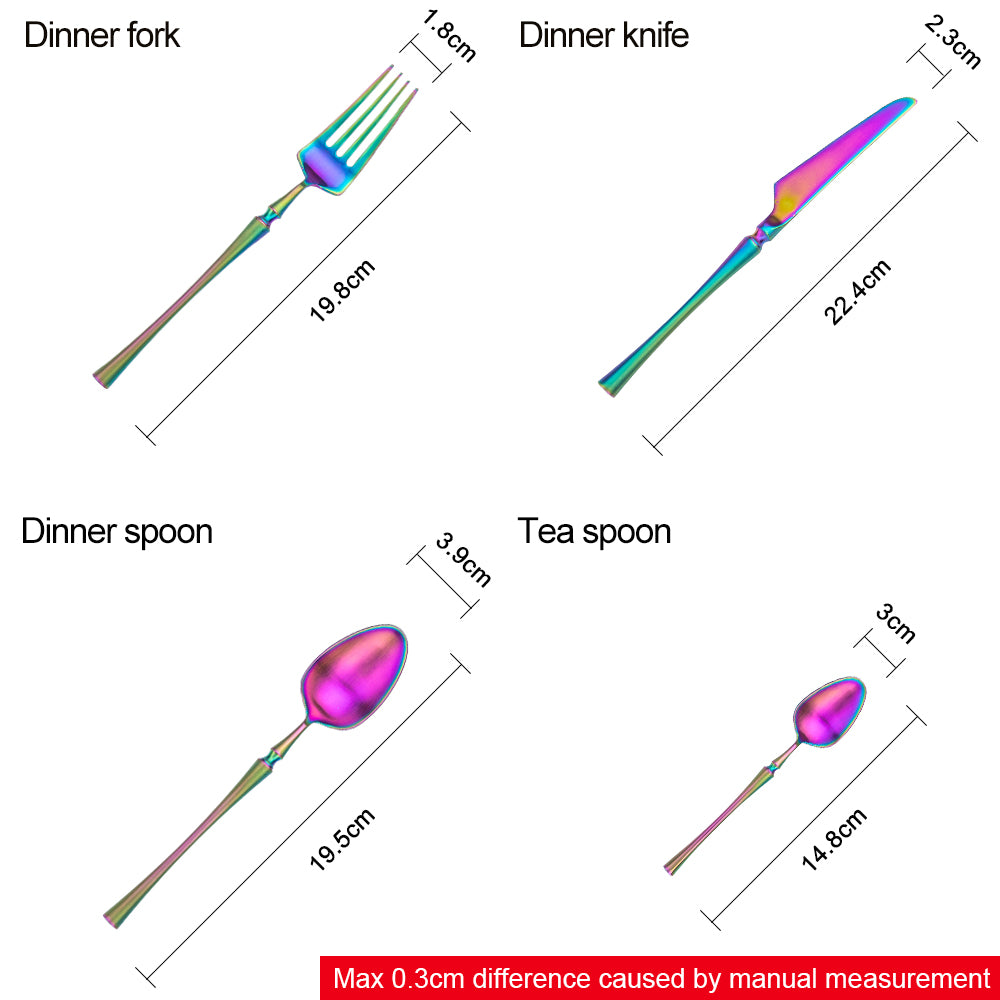 LEKOCH® 4 Pieces Azure Dragon Matte Rainbow Cutlery Set - lekochshop