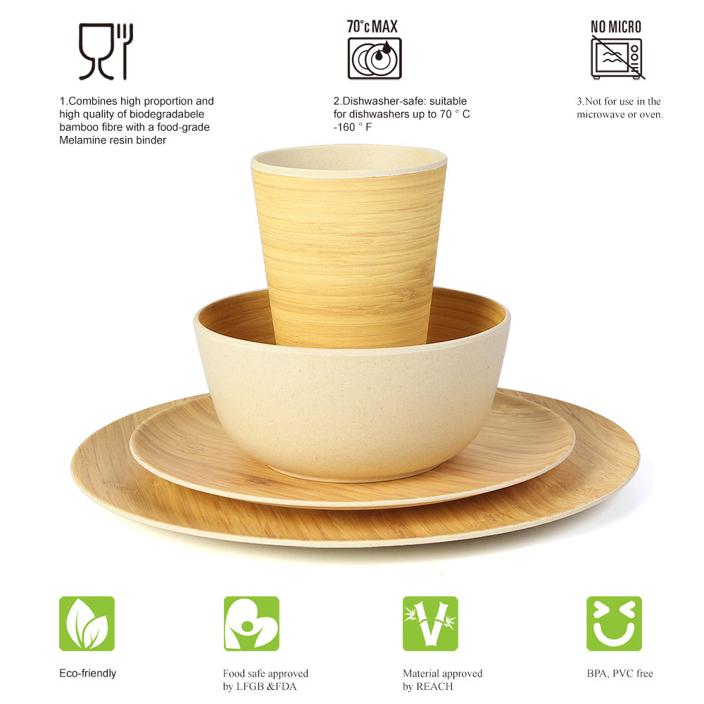 LEKOCH® Eco Friendly Bamboo Fiber Dinnerware Set 4pcs - lekochshop