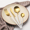 LEKOCH® 4 Pieces Classical Series Gold&White Cutlery - lekochshop