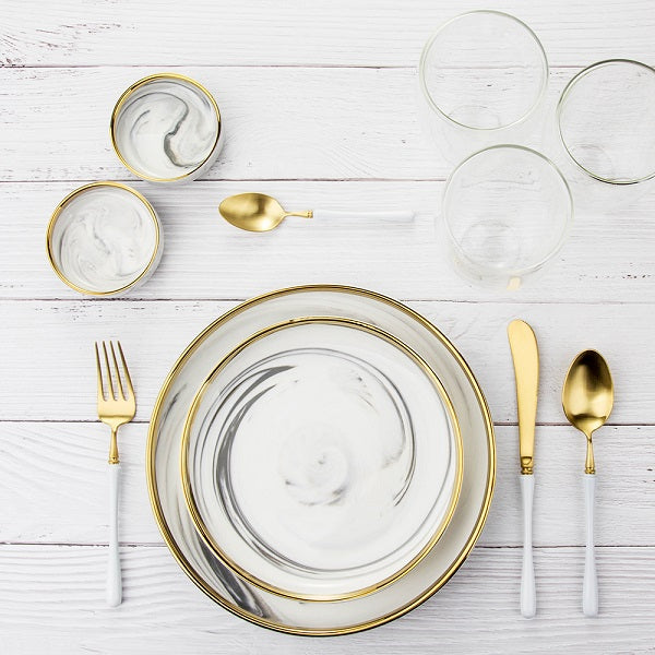 LEKOCH® 4 Pieces Luxurious Series Gold with White Flatware - lekochshop