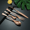 LEKOCH 24 Pieces Rose Gold Stainless Steel Flatware Cutlery Set for 6 Person