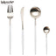 LEKOCH 8 Pieces Luxury Cutlery 18/8 Stainless Steel Matte Finish Sliver & White Flatware Including Fork Knife Spoons Set for 2 Person