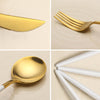 LEKOCH® 4 Pieces Classical Series Gold&White Cutlery - lekochshop