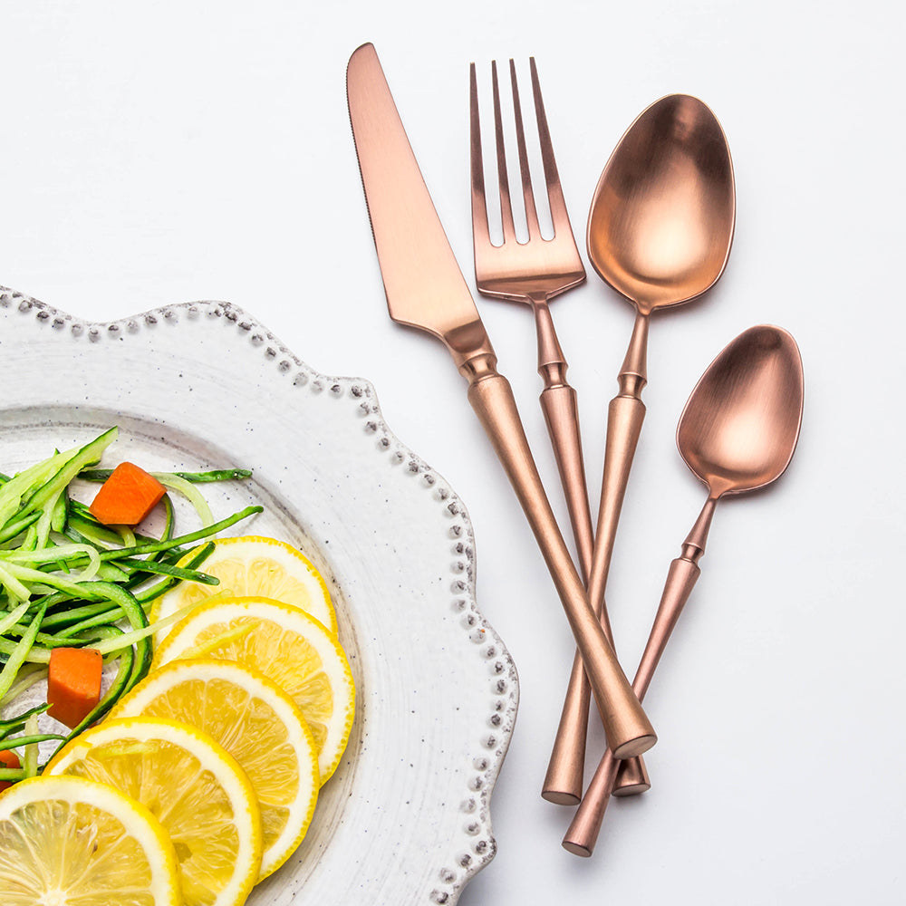 LEKOCH® 4 Pieces Azure Dragon Rose Gold Cutlery Set - lekochshop