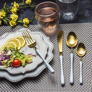 LEKOCH® 4 Pieces Luxurious Series Gold with White Flatware - lekochshop