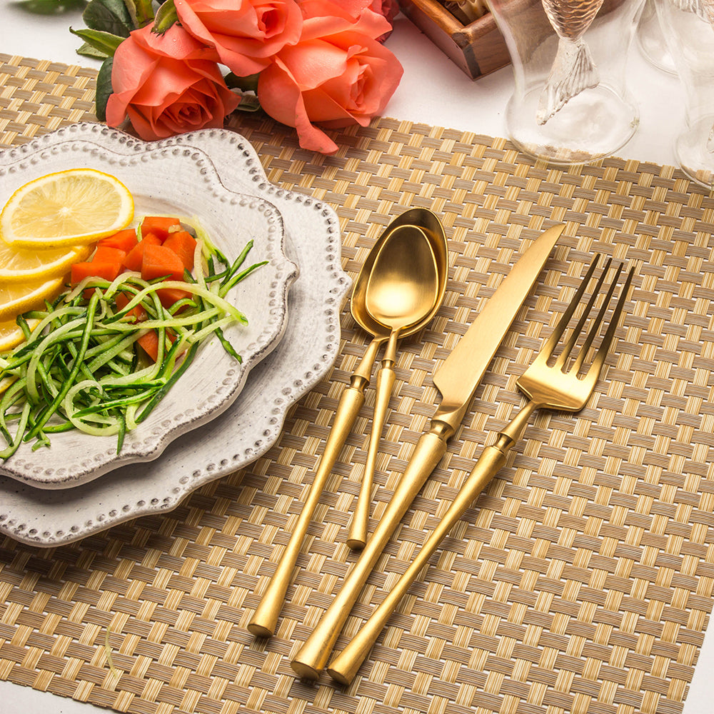 LEKOCH® 4 Pieces Azure Dragon Matte Gold Cutlery Set - lekochshop