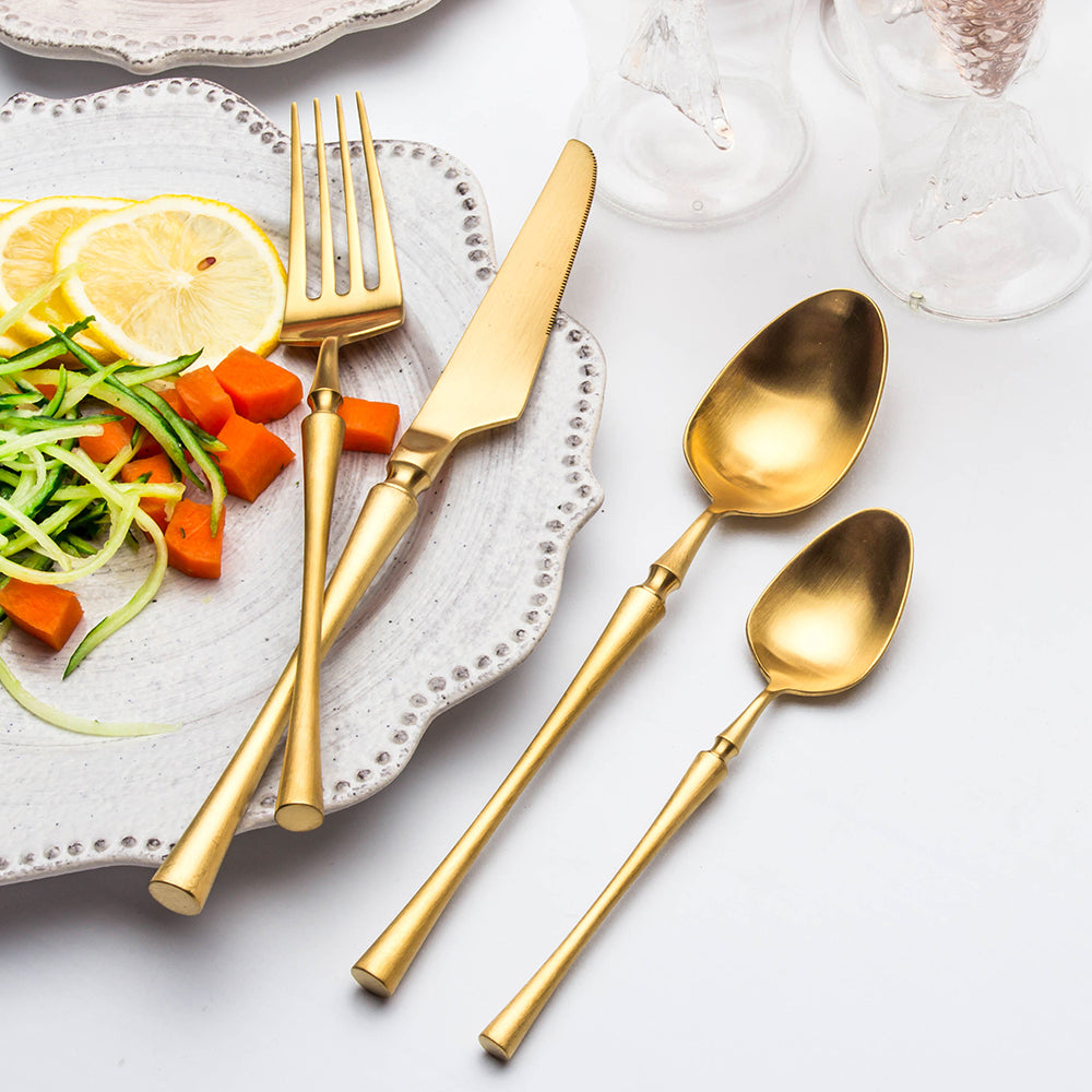 LEKOCH® 4 Pieces Azure Dragon Matte Gold Cutlery Set - lekochshop