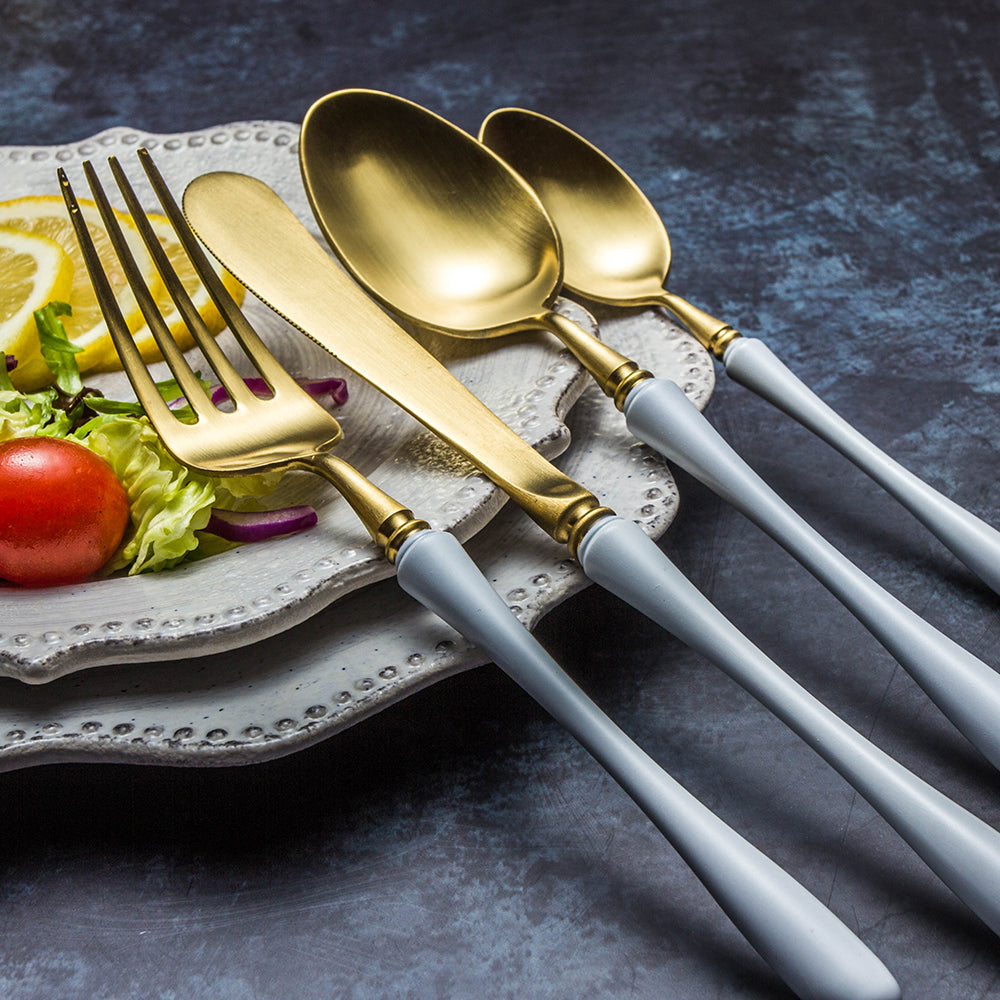 LEKOCH® 4 Pieces Luxurious Series Gold with White Flatware - lekochshop