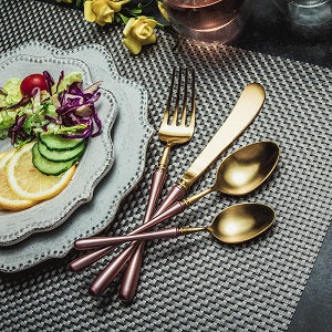 LEKOCH® 4 Pieces Luxurious Series Gold With Pink Cutlery - lekochshop