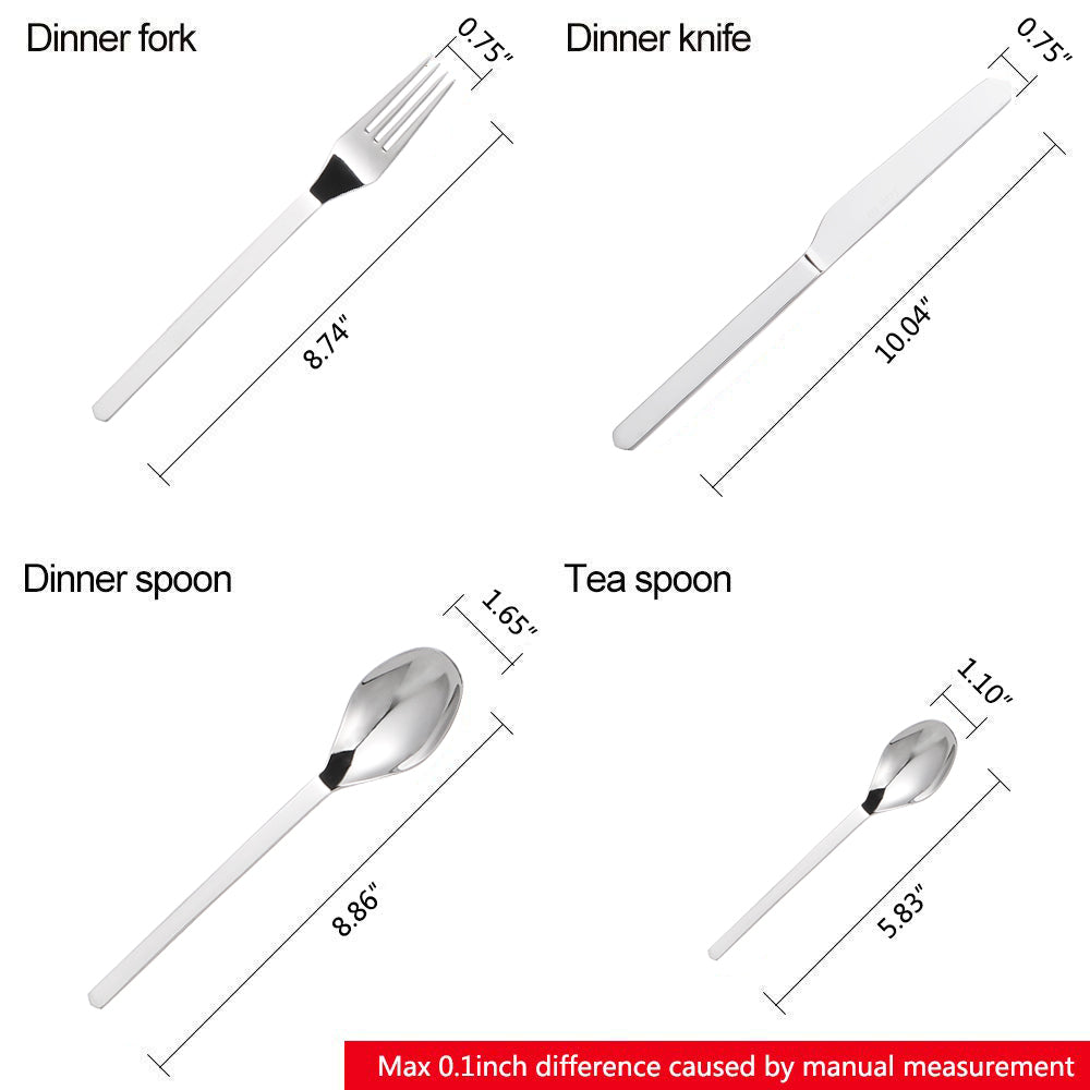 LEKOCH® Modern Series Silver Cutlery Mirror Polish Flatware Set Of 4 - lekochshop