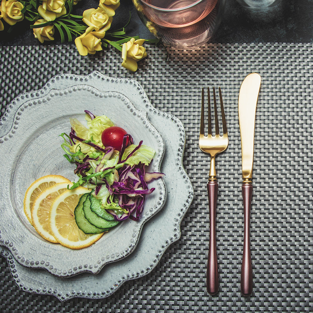 LEKOCH® 4 Pieces Luxurious Series Gold With Pink Cutlery - lekochshop
