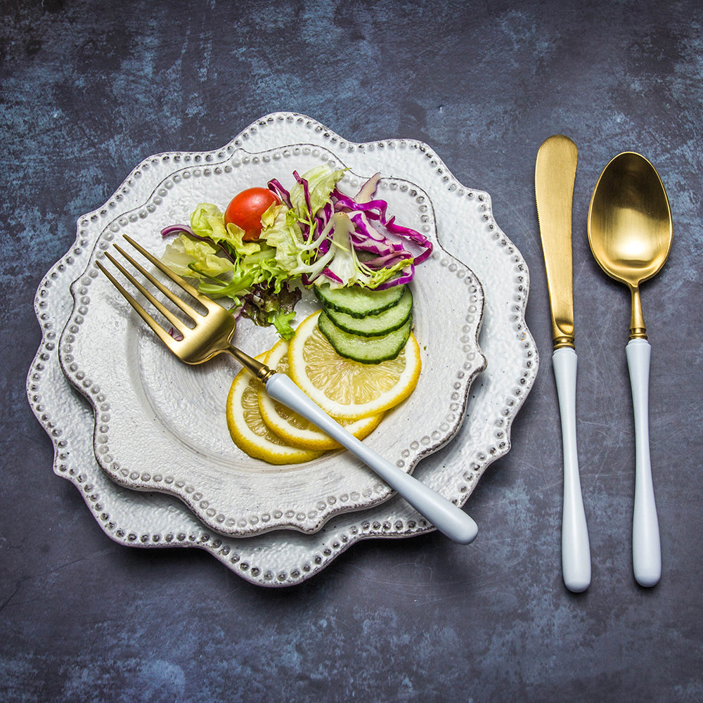 LEKOCH® 4 Pieces Luxurious Series Gold with White Flatware - lekochshop