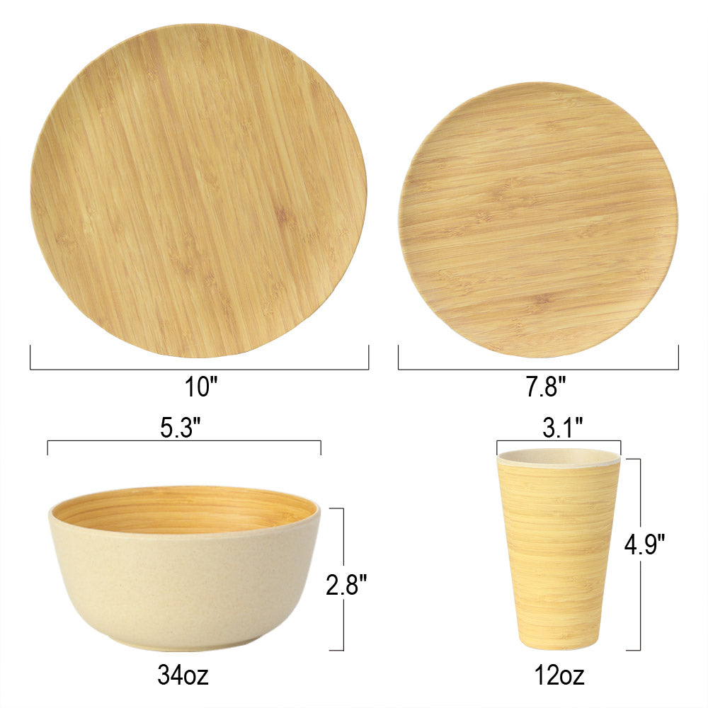 LEKOCH® Eco Friendly Bamboo Fiber Dinnerware Set 4pcs - lekochshop