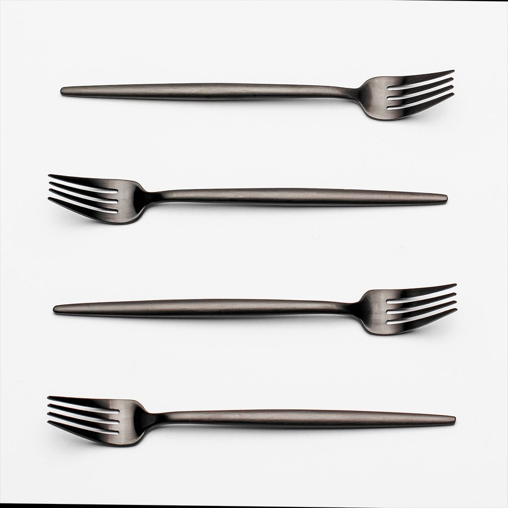 black Stainless Steel Appetizer Forks