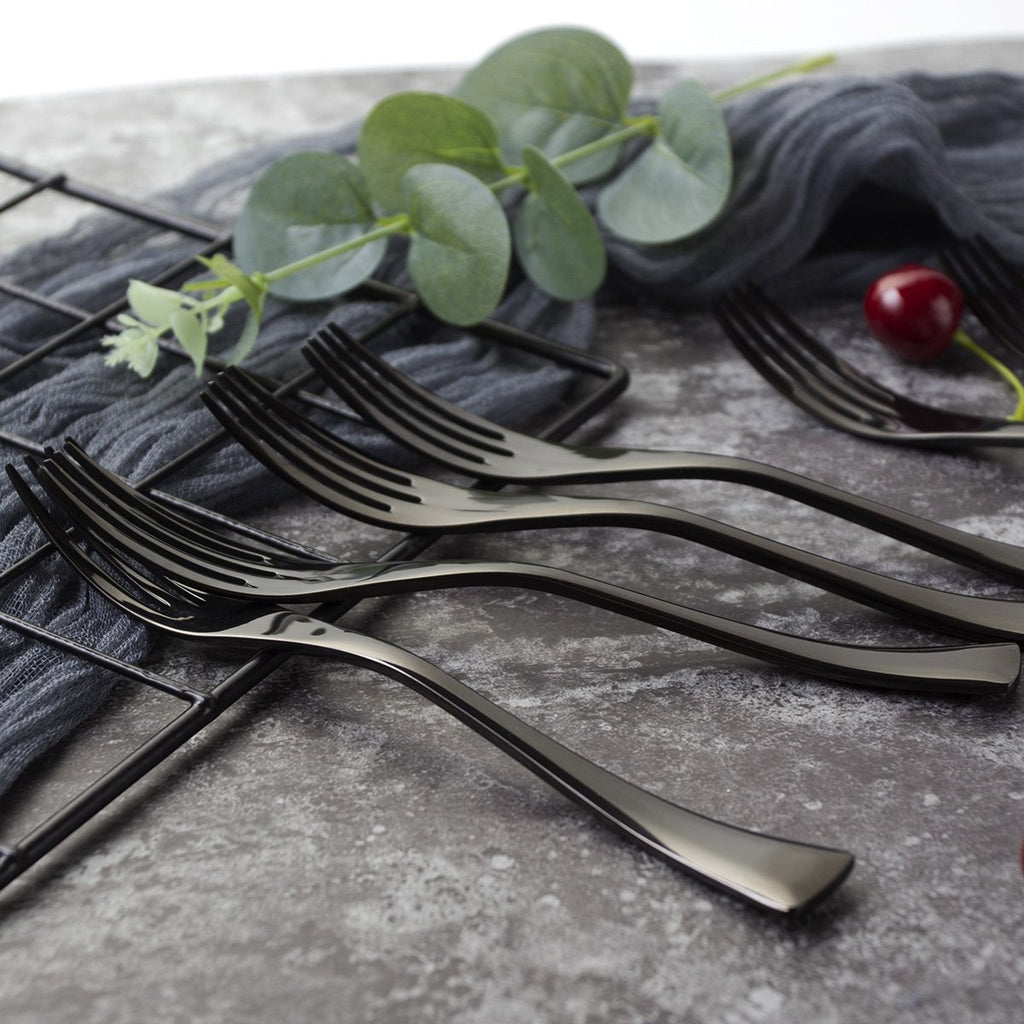 black Stainless Steel Appetizer Forks
