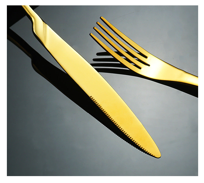 LEKOCH® 24 Pieces Stainless Steel Flatware Gold Cutlery Set for 6 Person