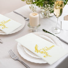 LEKOCH 100 PCS Welcome Air Laid Letter Paper Napkins for Wedding, Disposable Napkins with Elegant Design Perfect for Wedding Special Events