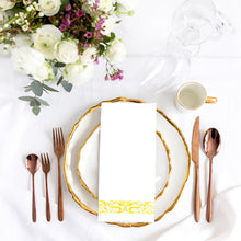 LEKOCH 100 pcs Airlaid Quality Foled White Napkins with Elegant Gold Degsin Disposable Linen Feel Paper Napkins for Wedding Parties Christmas 43 * 30 cm