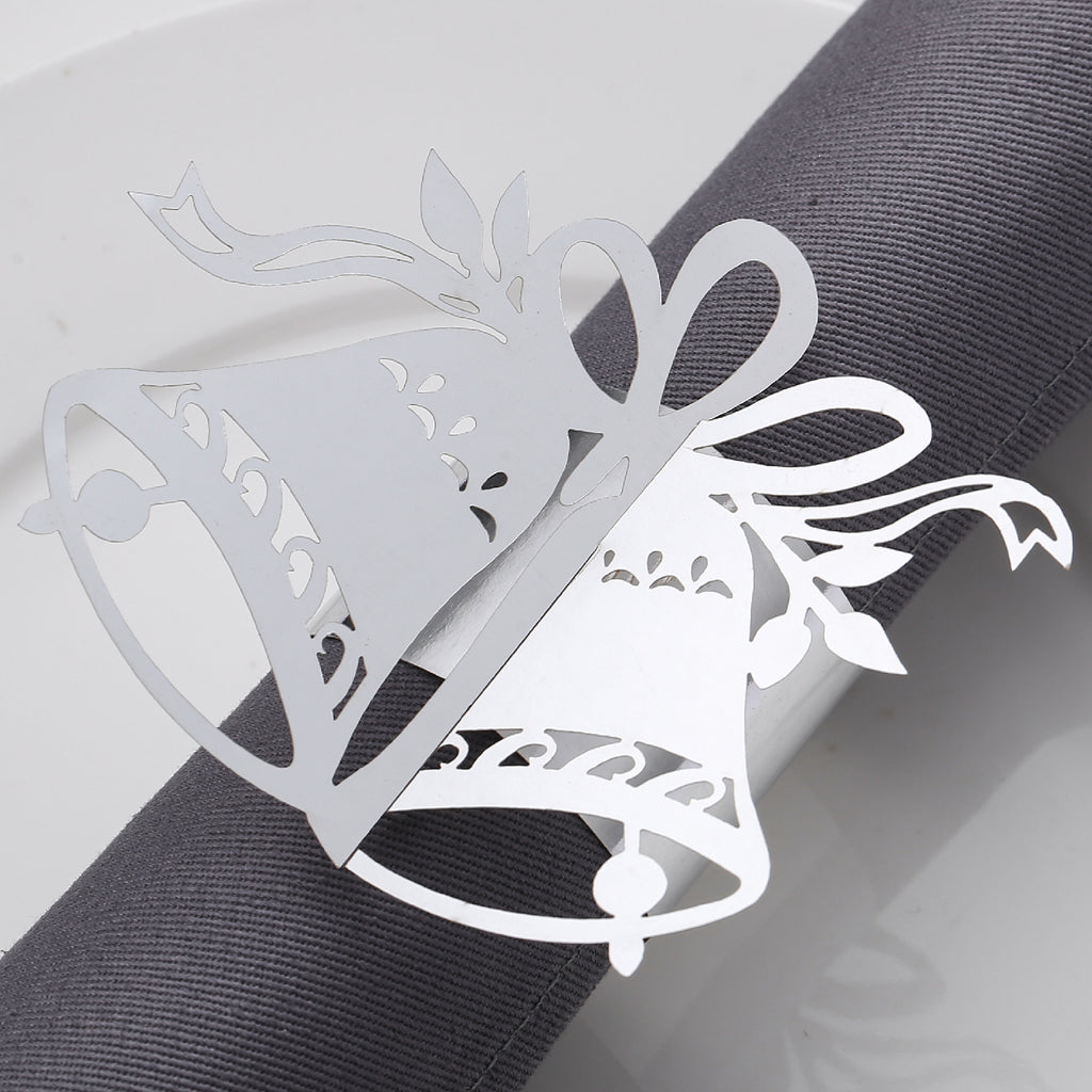 LEKOCH 50 pcs Ronds de Serviette en Papier Jetables, Clochettes de Noël Ronds de Serviette pour Décoration de Table de Noël, Mariage, Fête