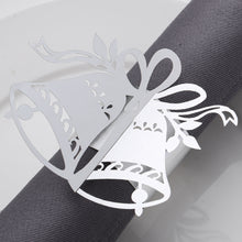 LEKOCH 50 pcs Disposable Paper Sliver Napkin Rings, Christmas jingle bells Napkin Rings for Table Christmas Decoration, Wedding, Party