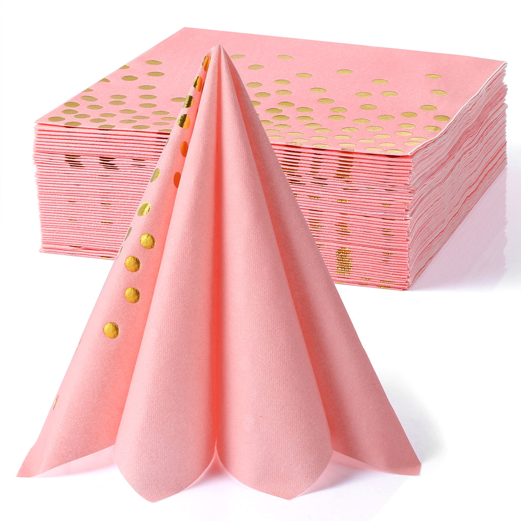 LEKOCH 50PCS Disposable Pink Napkins with Dots, Linen Feel Airlaid Dec –  lekochshop