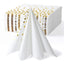 LEKOCH 50 PCS Disposable White and Gold Paper Dinner Napkins, Linen Feel Airlaid Decorative Hand Towel Napkins for Birthday Party Wedding