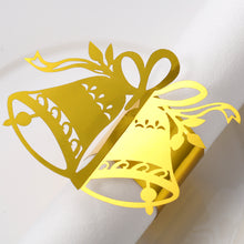LEKOCH 50 pcs Disposable Paper Gold Napkin Rings, Christmas jingle bells Napkin Rings for Table Christmas Decoration, Wedding, Party