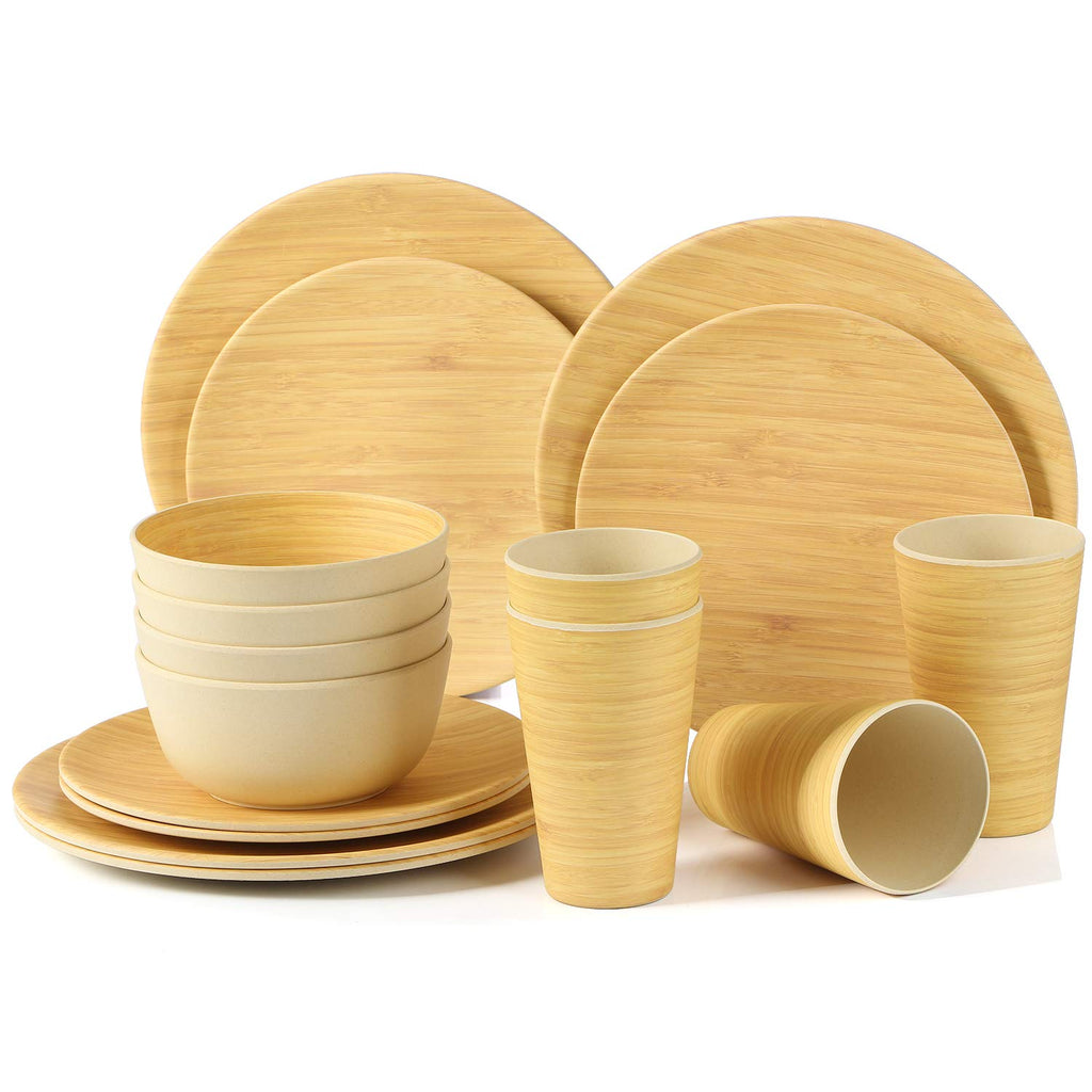 LEKOCH® Eco Friendly Bamboo Fiber Dinnerware Set 16pcs - lekochshop