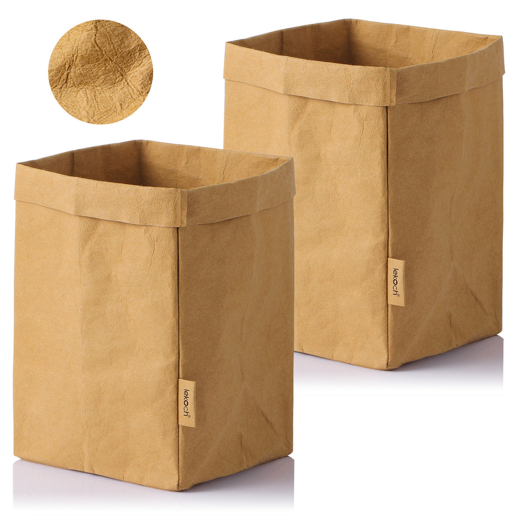 LEKOCH Washable Kraft Paper Bags Eco-friendly Reusable Paper Bags