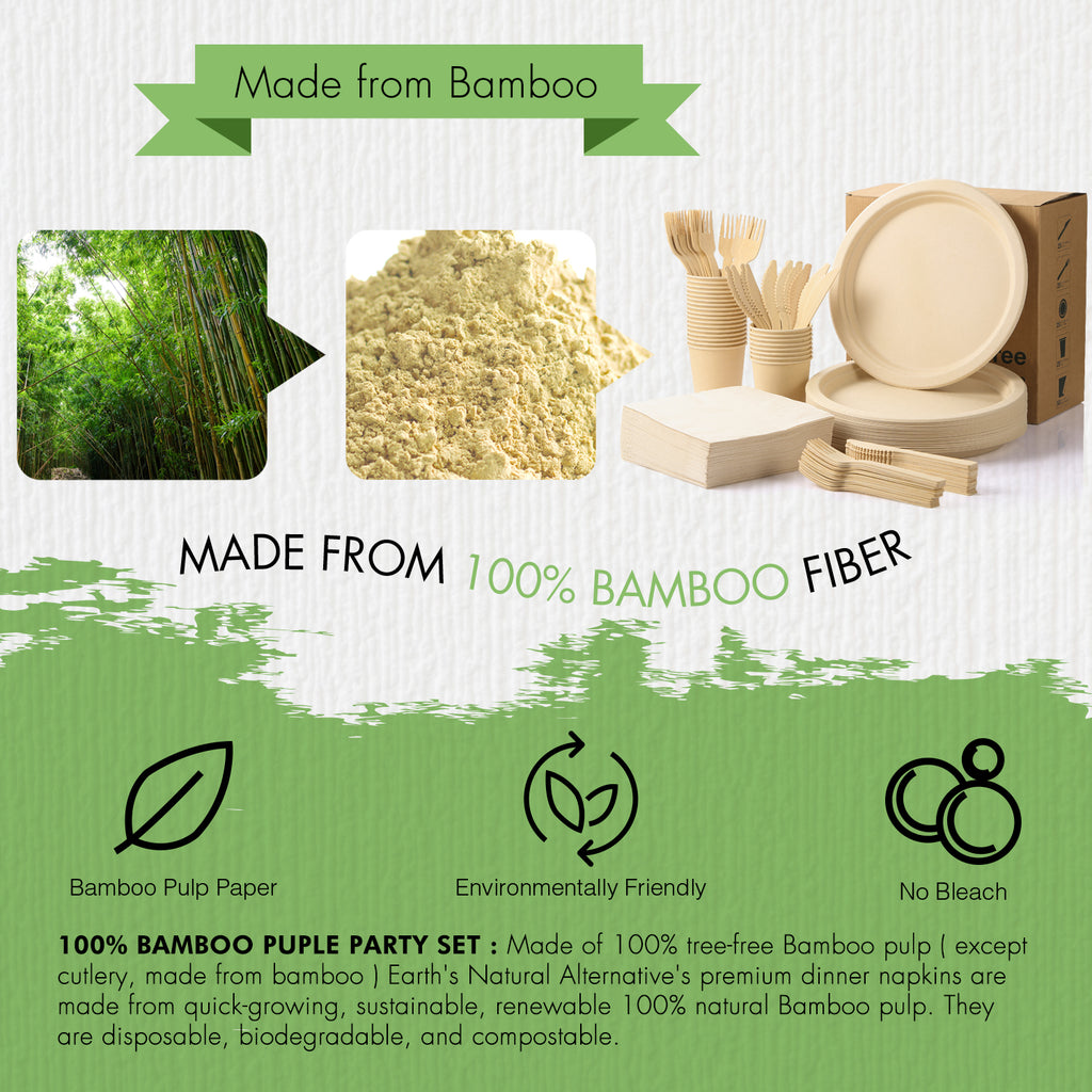 LEKOCH 200 pcs Disposable 100% Bamboo Plates 10 inch, Cutlery, Paper N –  lekochshop
