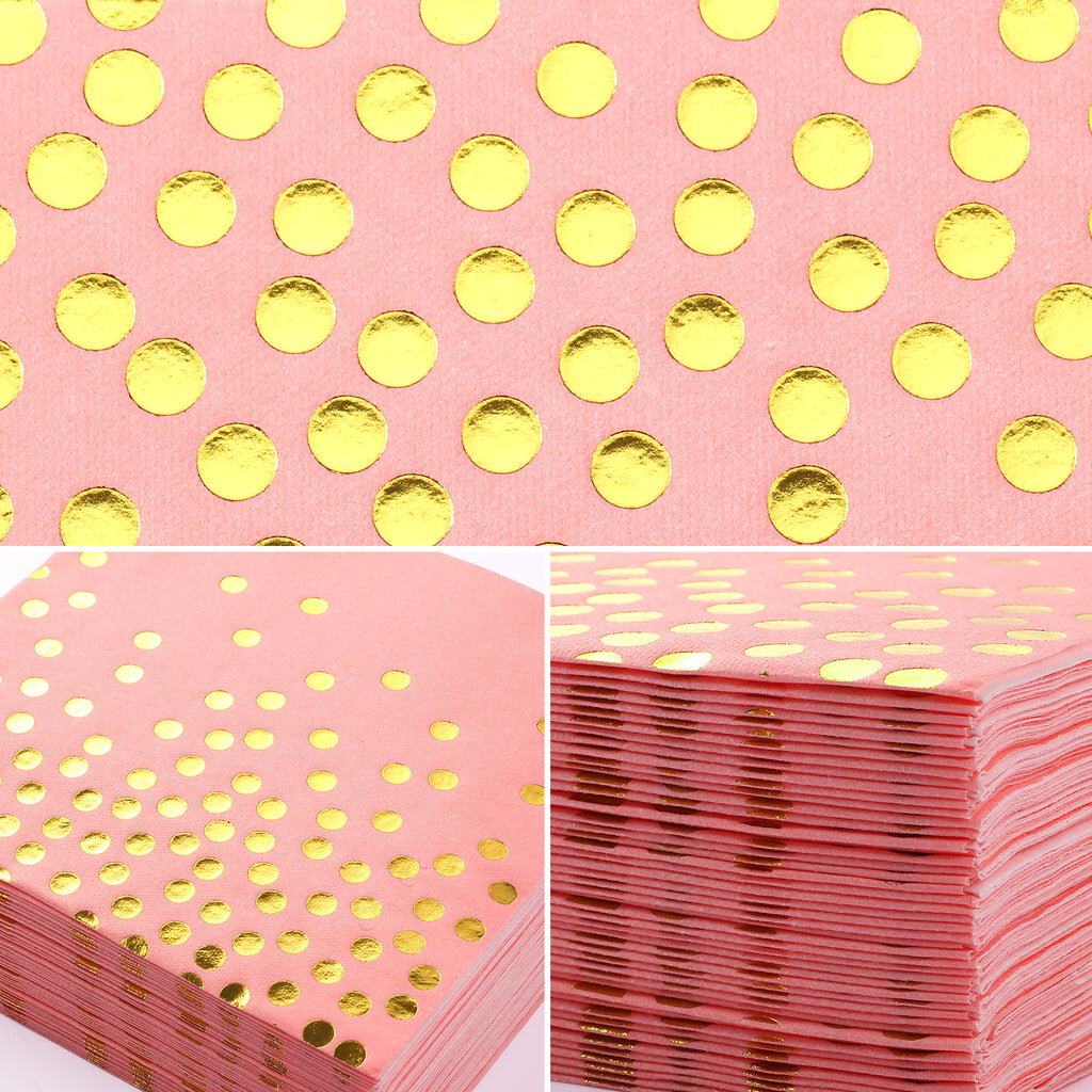 LEKOCH 50PCS Disposable Pink Napkins with Dots, Linen Feel Airlaid  Decorative Hand Towel Napkins for Birthday Party Wedding Shower Napkins