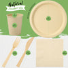LEKOCH Lot de 200 assiettes jetables 100 % bambou 25,4 cm, couverts, serviettes en papier, gobelets, ensemble de vaisselle jetable biodégradable en bambou pour 25 invités