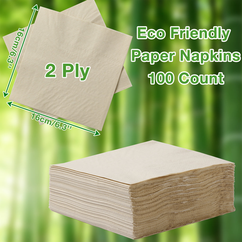 LEKOCH 100 PCS Disposable Tree Free Brown Bamboo Napkins 100% Composta –  lekochshop