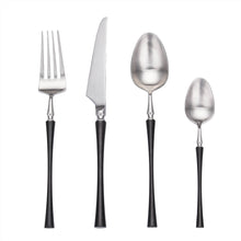 LEKOCH® 4 Pieces Azure Dragon Matte Silver With Black Cutlery Set - lekochshop