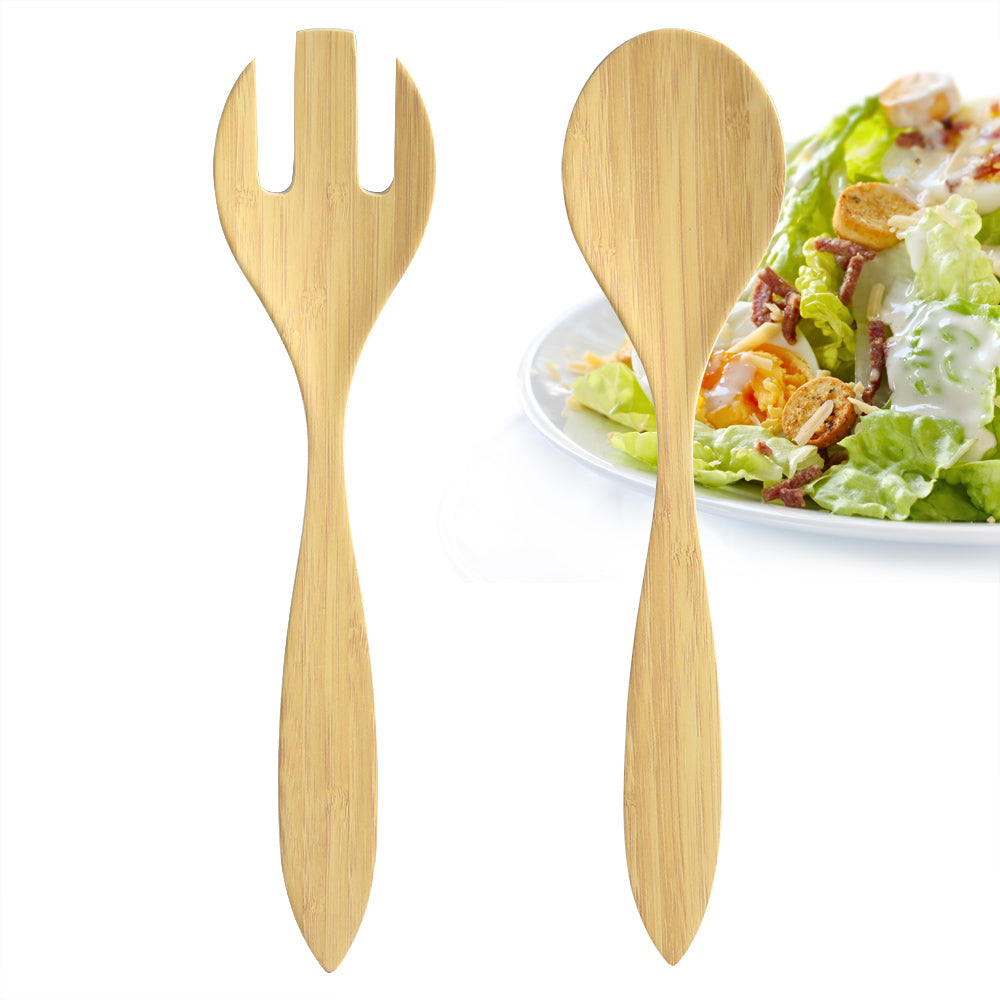 LEKOCH® Eco Friendly Bamboo Salad Servers Forks Spoons Set - lekochshop