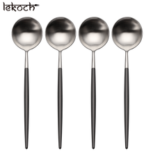 LEKOCH® 4 Pieces Classical Series Silver And Black Dinner Spoon - lekochshop