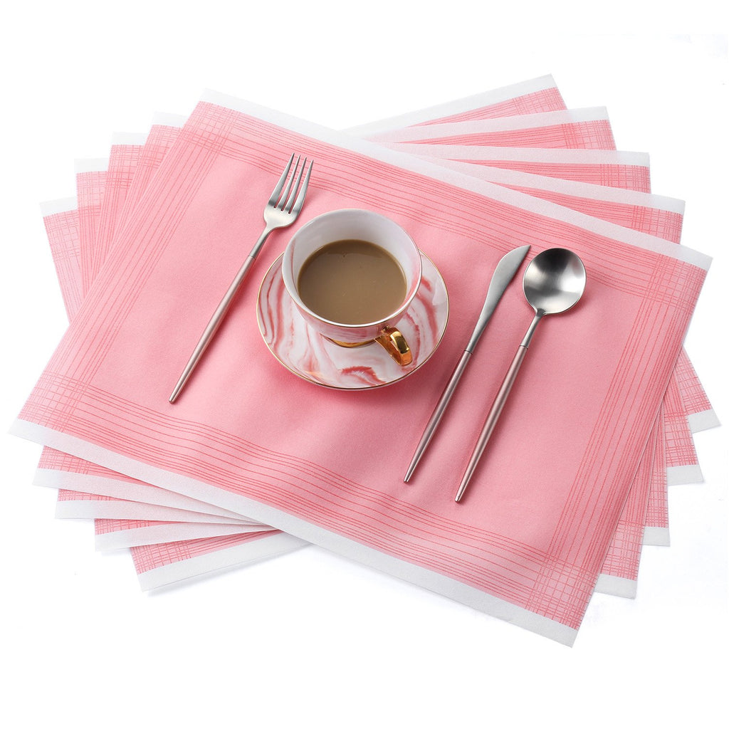 Disposable Table Mats, Linen Feel Airlaid  Paper Placemat Pink, Eco Friendly Dining  Placemat Party, Wedding, Restaurant, 43cm x 33cm, Pack of 50